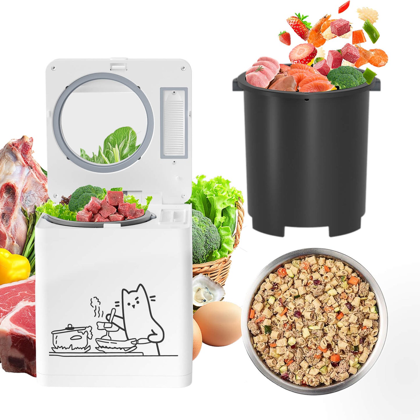 Pet Fresh Food Maker – All-in-One Dog & Cat Food Multicooker with Chopping & Cooking, Quiet & Odor-Free, 2.6 Quart Capacity, for Healthy Home-Cooked Meals